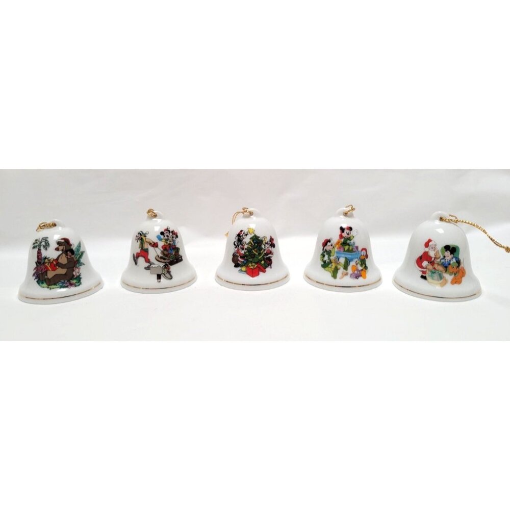 Lot of 14 Vintage Disney Grolier 2" Ceramic Bell Ornaments Mickey Minnie Donald - Picture 3 of 8